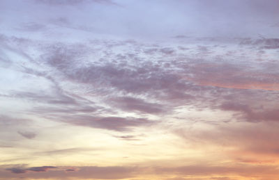 Low angle view of cloudy sky during sunset