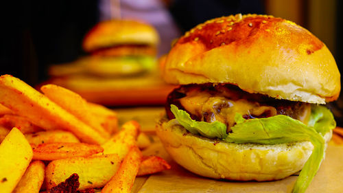 Close-up of burger