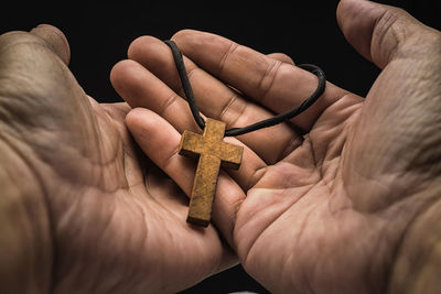 Close-up of person holding hands