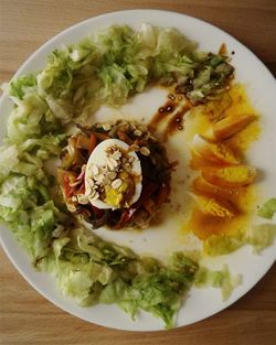 Close-up of food served in plate