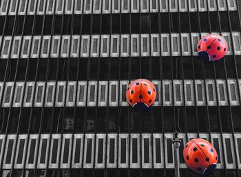 High angle view of ladybug on tiled floor