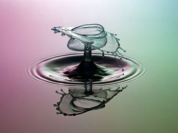 Close-up of drop falling on water
