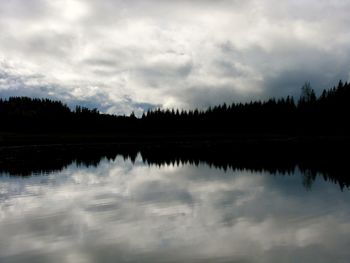 Scenic view of calm lake against sky