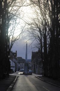 Road passing through city