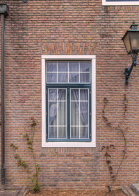 Low angle view of window of building