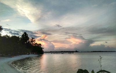 Scenic view of sea against sky at sunset