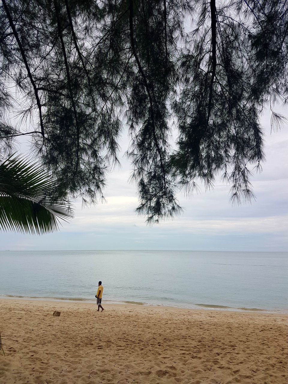 MAN ON BEACH AGAINST SKY