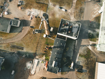 High angle view of vehicles on table in city