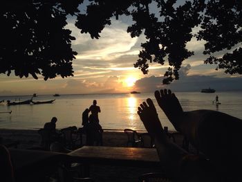 Scenic view of sea at sunset