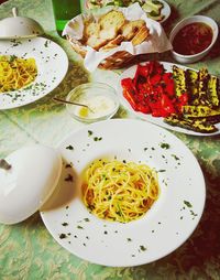 Close-up of served food in plate