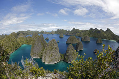 Panoramic view of lake against sky