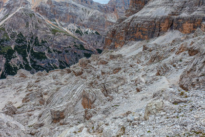 High angle view of rock formations on land