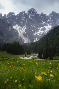 Scenic view of mountains against sky