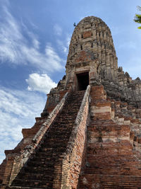 Low angle view of old temple against sky