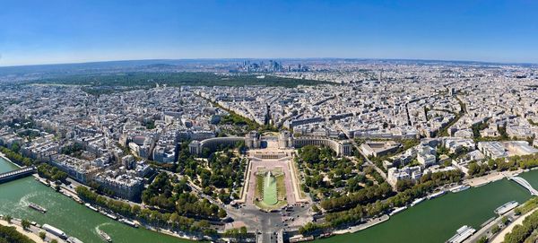 High angle view of buildings in city