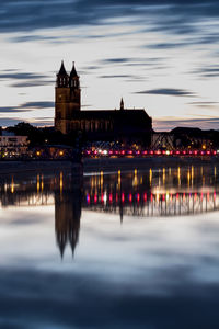 Reflection of building in river