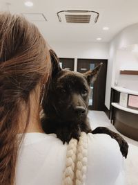 Close-up of woman with dog