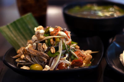 Close-up of meal served in plate