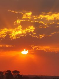 Scenic view of dramatic sky during sunset