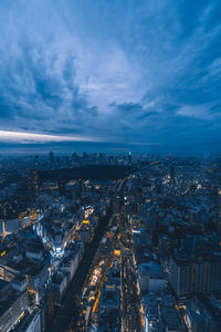 High angle view of cityscape against sky