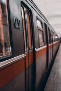 Close-up of train window