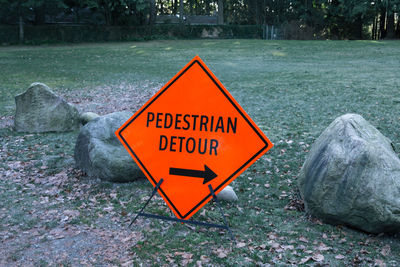 Close-up of road sign