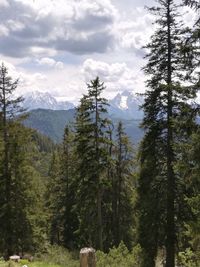 Scenic view of mountains against cloudy sky