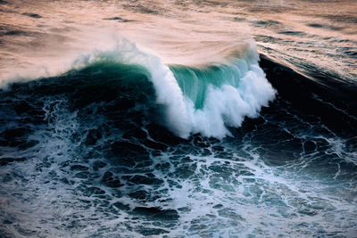 Sea waves splashing on shore