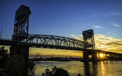 Low angle view of bridge over river against sky