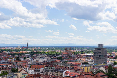 High angle view of townscape against sky