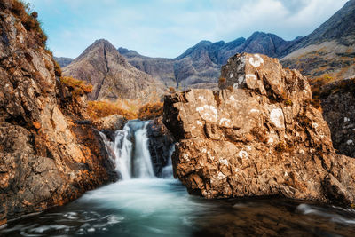 Scenic view of waterfall