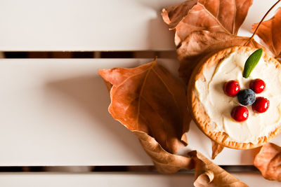 Close-up of ice cream on table