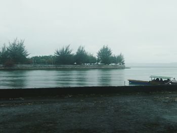 Scenic view of lake against clear sky