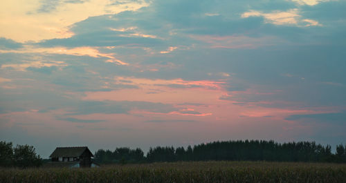 Scenic view of field against sky during sunset