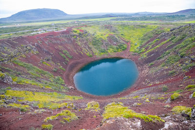 Scenic view of volcanic landscape against sky