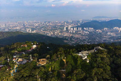 High angle view of townscape against sky