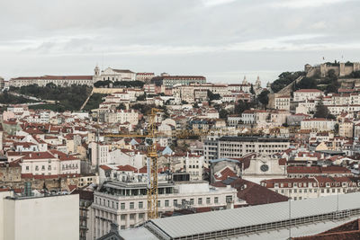 High angle view of cityscape against sky