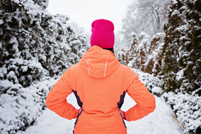 Winter workout, exercising in cold weather. winter fitness, safety tips for exercising outdoors