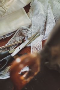 High angle view of text on paper