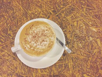 High angle view of coffee on table