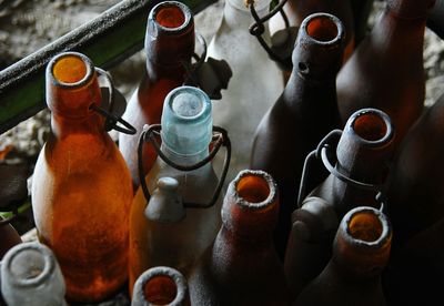 Close-up of bottles on table