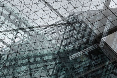 Double exposure image of modern buildings in city