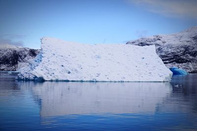 Scenic view of frozen lake against sky