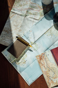 High angle view of pen on table