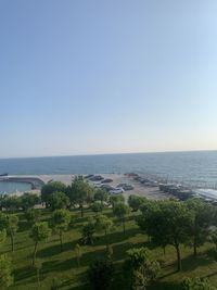 Scenic view of sea against clear sky