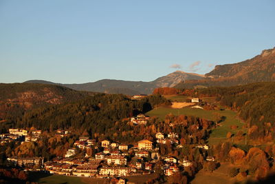 Scenic view of mountains against clear sky