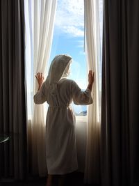 Sea view on window
