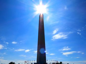 Low angle view of built structure against blue sky