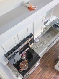 High angle view of food on table at home