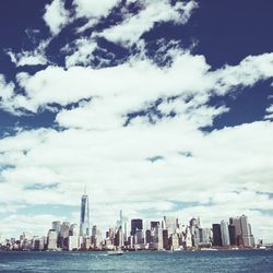 City skyline with river in background